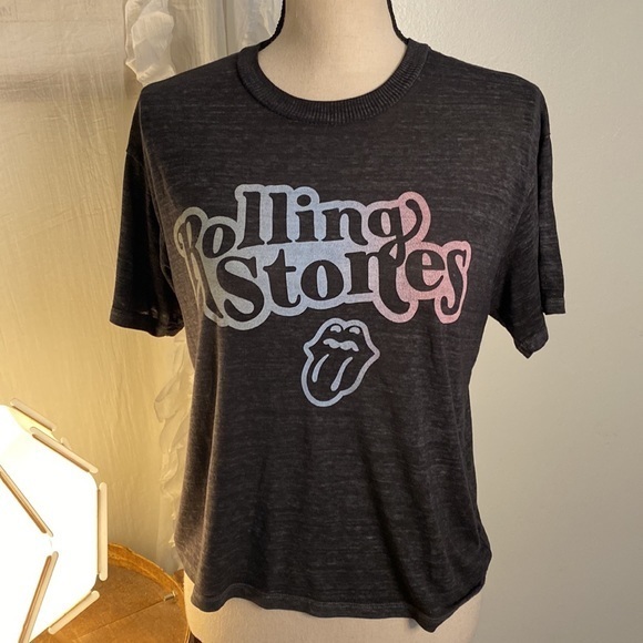 American Eagle Rolling Stones Gray Paper Thin Short Sleeve T-Shirt Size Small - Picture 2 of 7